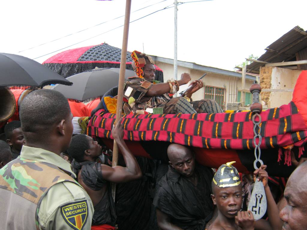 The new chief, Nana Osim Kwatia II, arrives at the ceremony