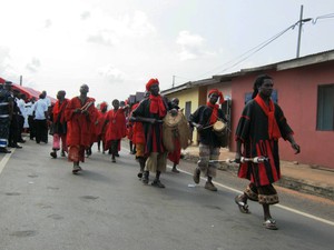 Traditional drummers at the  head of the procession
