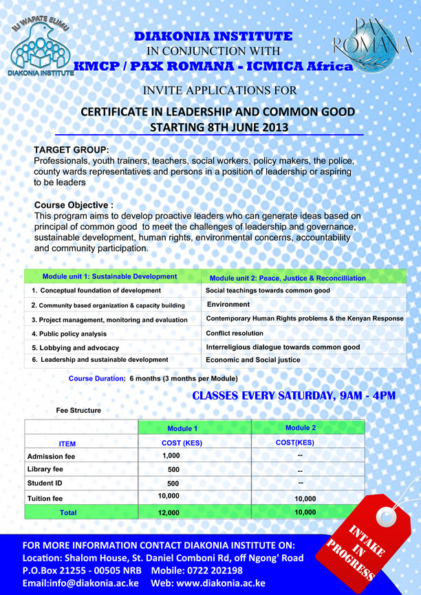 CERTIFICATE IN LEADERSHIP AND COMMON GOOD